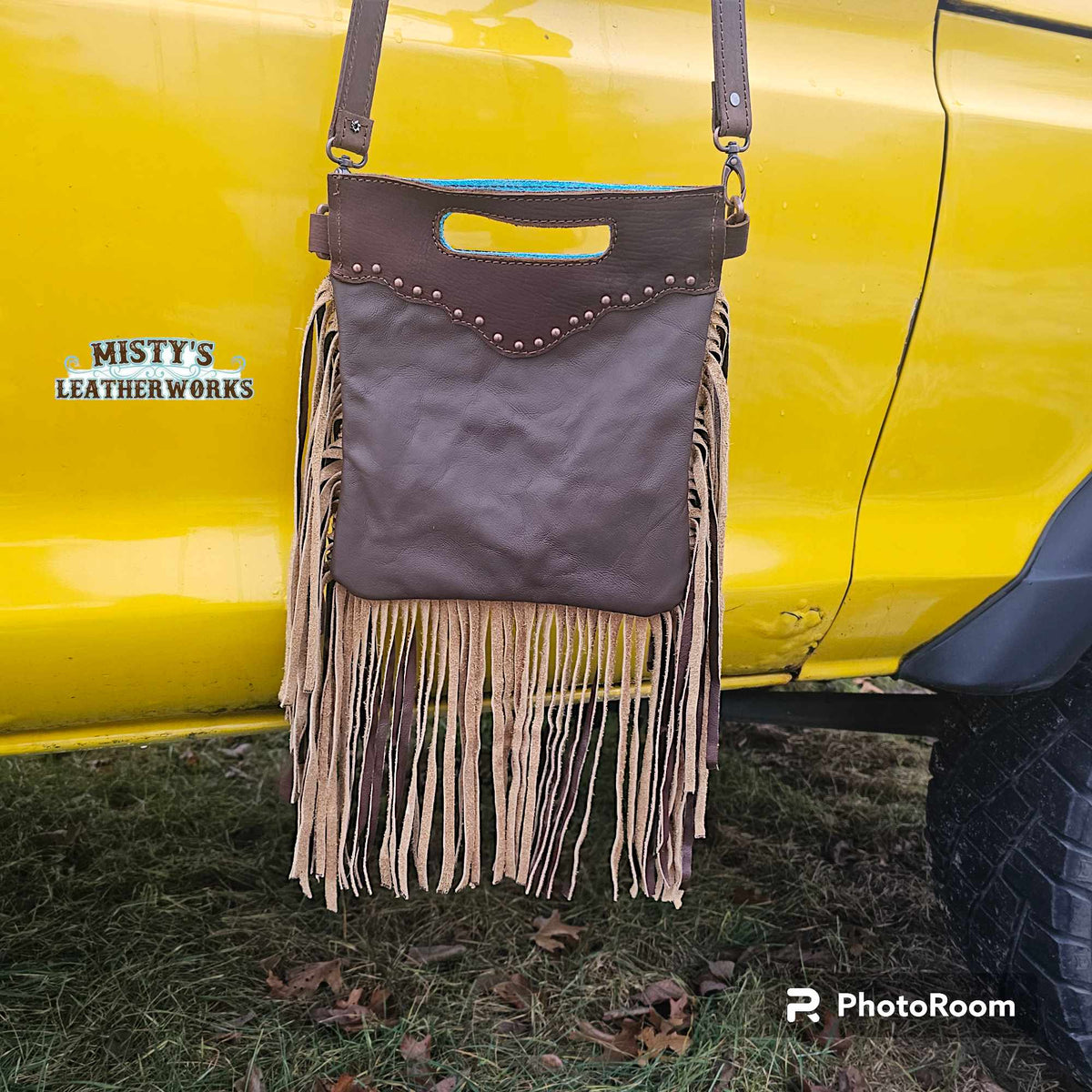 Blue Acid Wash Cowhide Purse Misty's Leatherworks