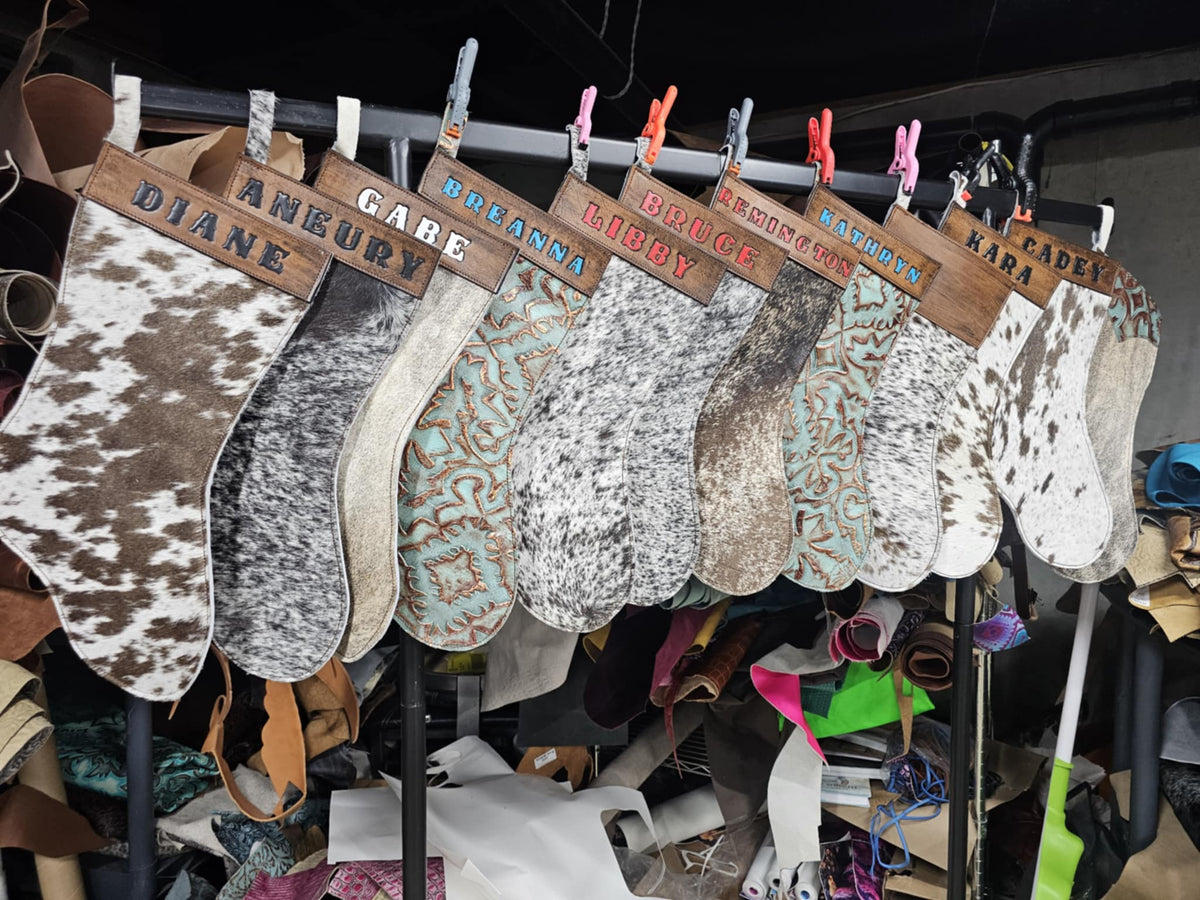 Personalized Cowhide Christmas Stocking – Misty's Leatherworks