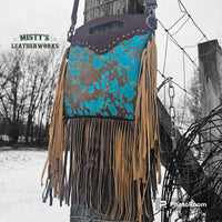 Blue Acid Wash Cowhide Purse