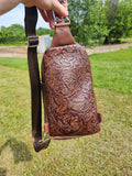 Cowboy Tool & Highland Cow Leather Sling Bag