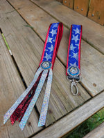 Red white and blue Lanyard with clip