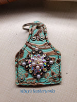 Cowboy floral key tag.