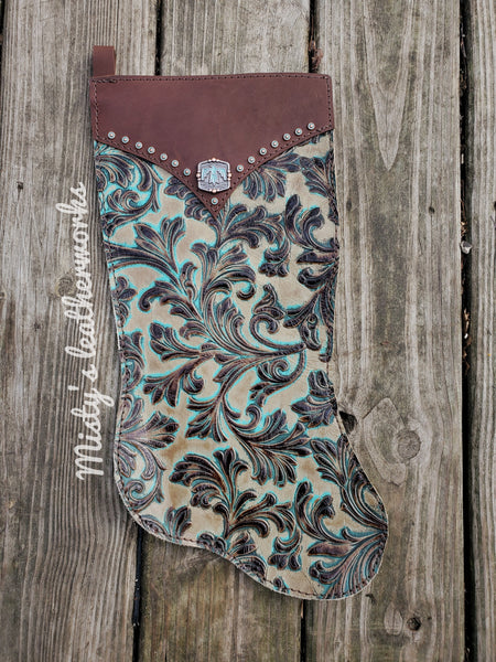 Floral embossed Christmas stocking