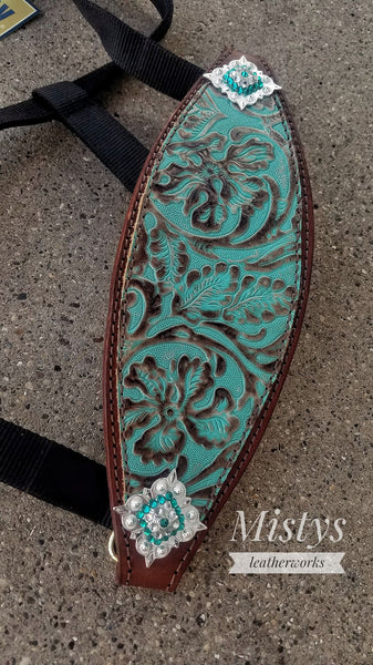 Turquoise Cowboy Floral Noseband
